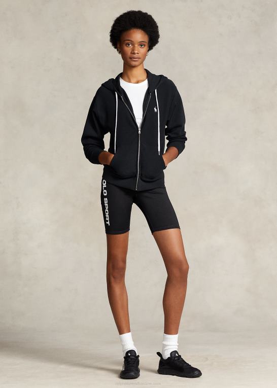 sort Kvinder Ralph Lauren fleece hættetrøje med fuld lynlås Z426B3274