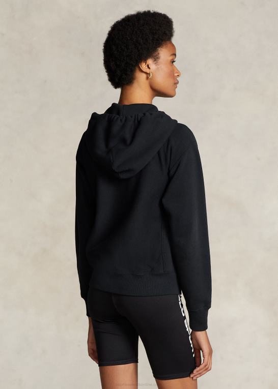 sort Kvinder Ralph Lauren fleece hættetrøje med fuld lynlås Z426B3274