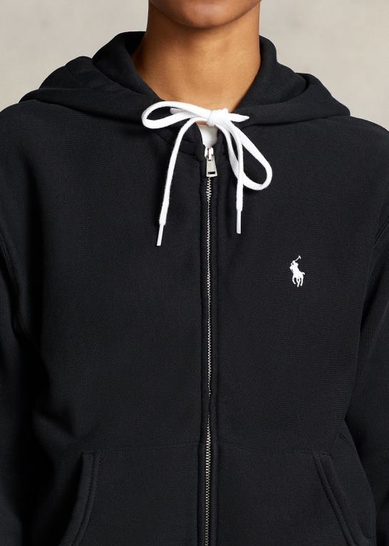 sort Kvinder Ralph Lauren fleece hættetrøje med fuld lynlås Z426B3274