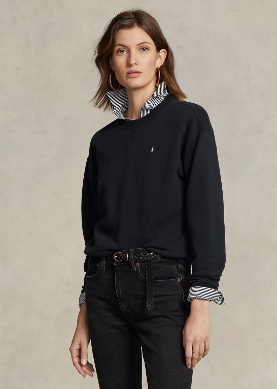 sort Kvinder Ralph Lauren fleece pullover med rund hals Z426B9100