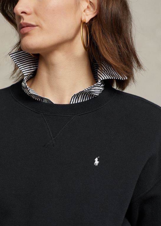 sort Kvinder Ralph Lauren fleece pullover med rund hals Z426B9100