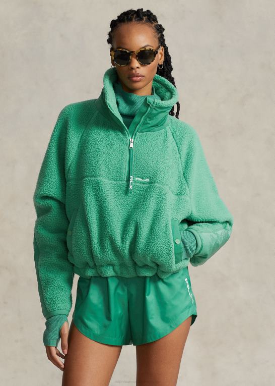 tømmerflåde grøn Kvinder Ralph Lauren ripstop-trim fleecetrøje med høj luv Z426B3107