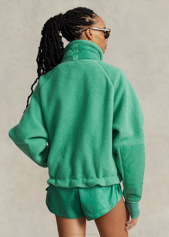 tømmerflåde grøn Kvinder Ralph Lauren ripstop-trim fleecetrøje med høj luv Z426B3107