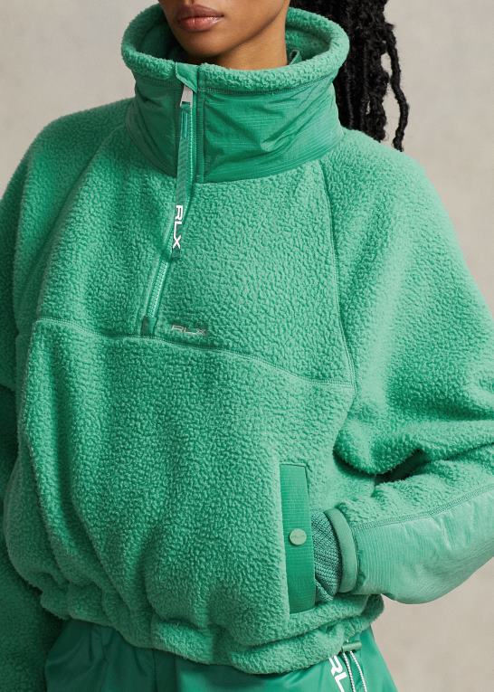 tømmerflåde grøn Kvinder Ralph Lauren ripstop-trim fleecetrøje med høj luv Z426B3107
