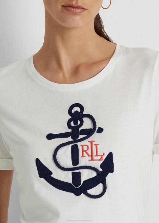 Kvinder Ralph Lauren T-shirt i bomuldsblanding med logo-applikation Z426B9571