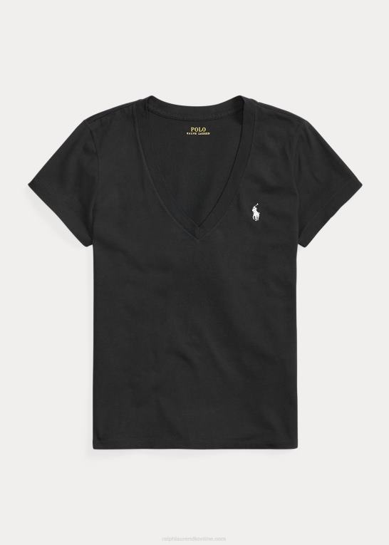 Kvinder Ralph Lauren T-shirt med v-hals i bomuldsjersey Z426B9491