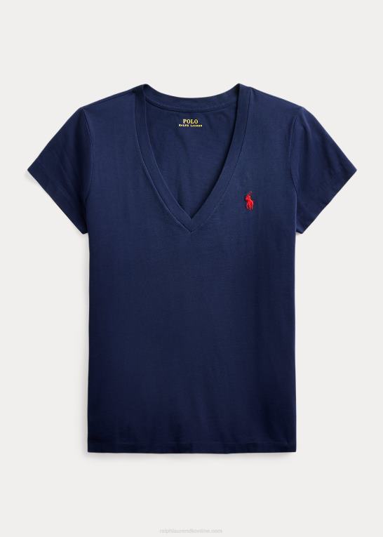 Kvinder Ralph Lauren T-shirt med v-hals i bomuldsjersey Z426B9492