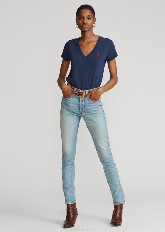 Kvinder Ralph Lauren T-shirt med v-hals i bomuldsjersey Z426B9492