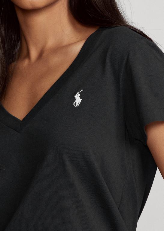 Kvinder Ralph Lauren T-shirt med v-hals i bomuldsjersey Z426B9493