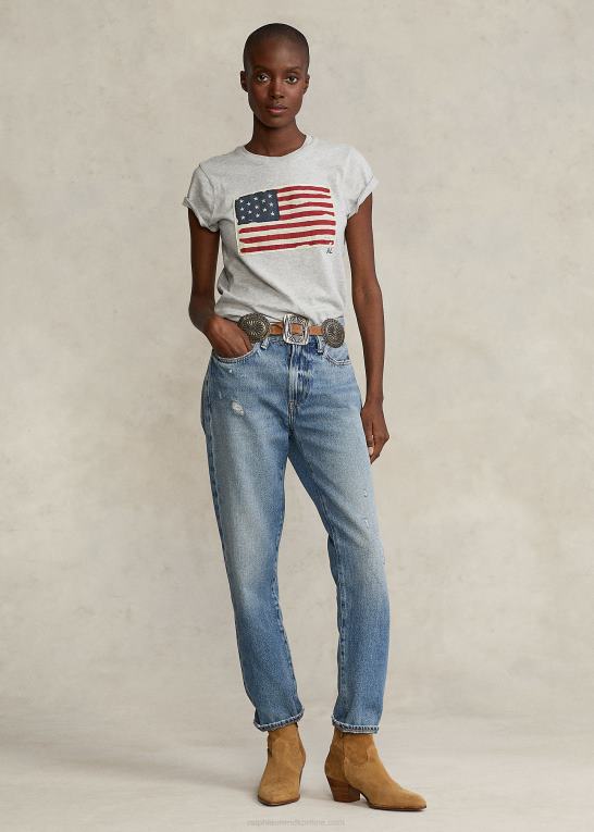 Kvinder Ralph Lauren flag T-shirt i bomuldsjersey Z426B4745