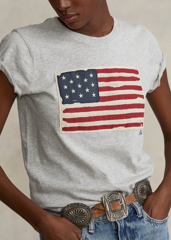 Kvinder Ralph Lauren flag T-shirt i bomuldsjersey Z426B4745