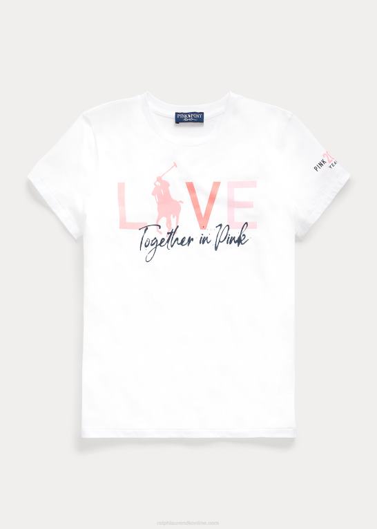 Kvinder Ralph Lauren pink pony bomulds-t-shirt med rund hals Z426B3434