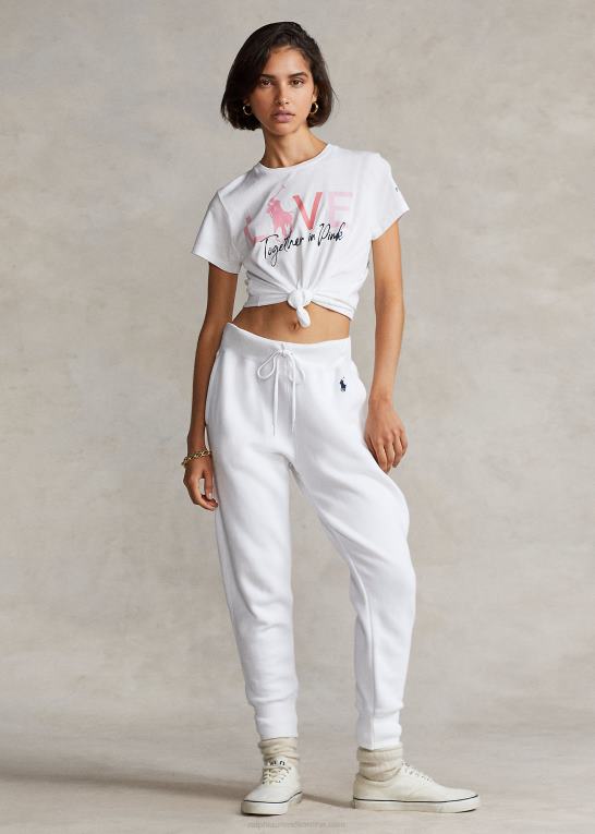 Kvinder Ralph Lauren pink pony bomulds-t-shirt med rund hals Z426B3435