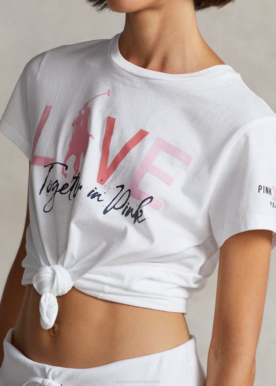 Kvinder Ralph Lauren pink pony bomulds-t-shirt med rund hals Z426B3435