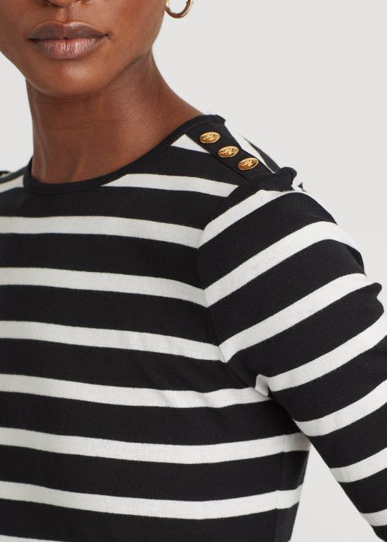 Kvinder Ralph Lauren stribet knap-skulder top Z426B4268