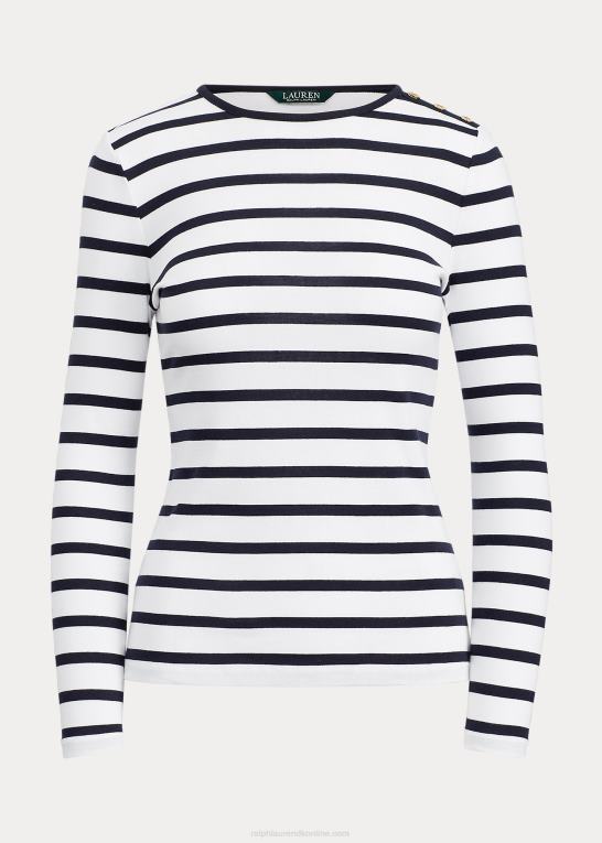 Kvinder Ralph Lauren stribet knap-skulder top Z426B4269