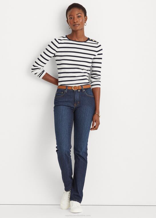 Kvinder Ralph Lauren stribet knap-skulder top Z426B4269