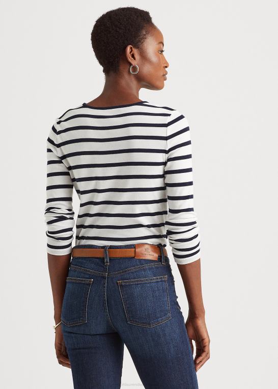 Kvinder Ralph Lauren stribet knap-skulder top Z426B4269