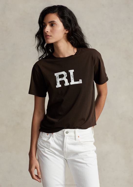 antik brun Kvinder Ralph Lauren rl logo jersey t-shirt Z426B3158