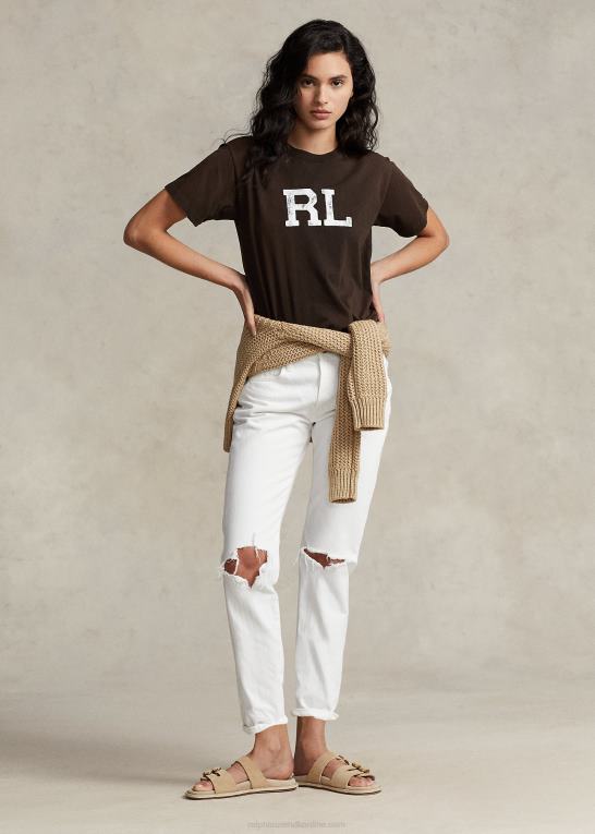 antik brun Kvinder Ralph Lauren rl logo jersey t-shirt Z426B3158