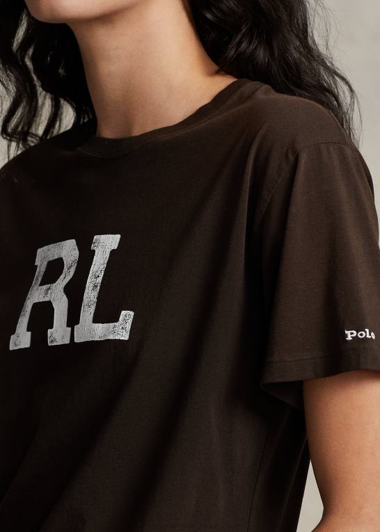 antik brun Kvinder Ralph Lauren rl logo jersey t-shirt Z426B3158