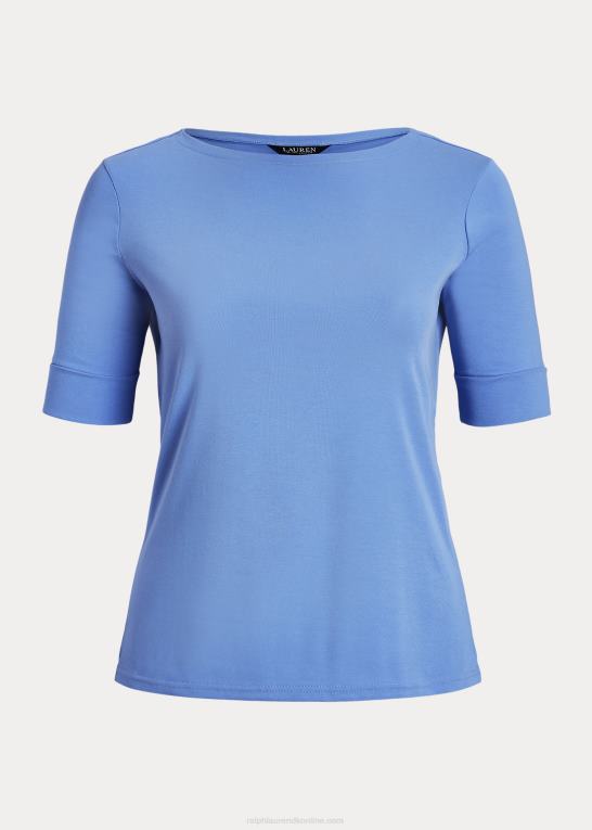blå tåge Kvinder Ralph Lauren bomuldsblandet top med bådhals Z426B4636