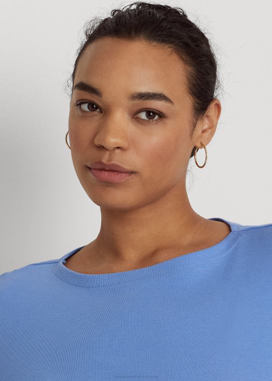 blå tåge Kvinder Ralph Lauren bomuldsblandet top med bådhals Z426B4636