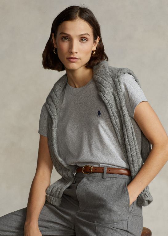 brostensbelagt lyng Kvinder Ralph Lauren T-shirt med rund hals i bomuld Z426B4748