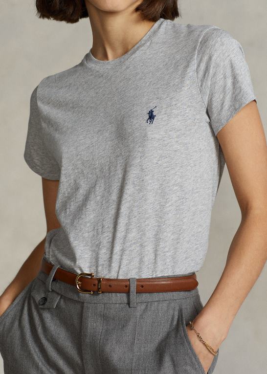 brostensbelagt lyng Kvinder Ralph Lauren T-shirt med rund hals i bomuld Z426B4748