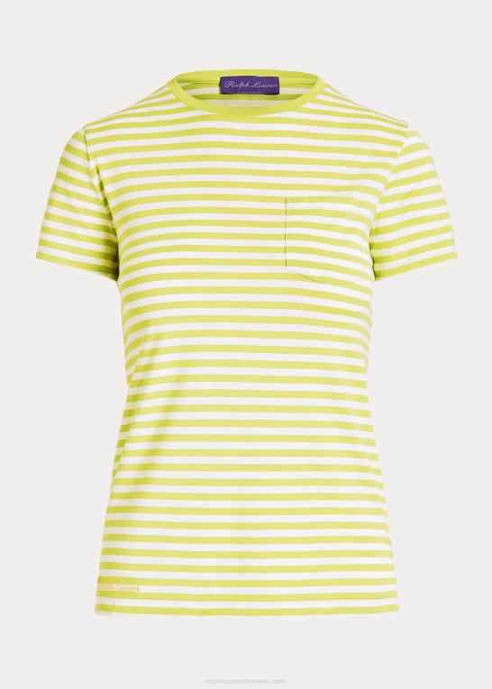 citron/råhvid Kvinder Ralph Lauren stribet T-shirt med rund hals Z426B9127