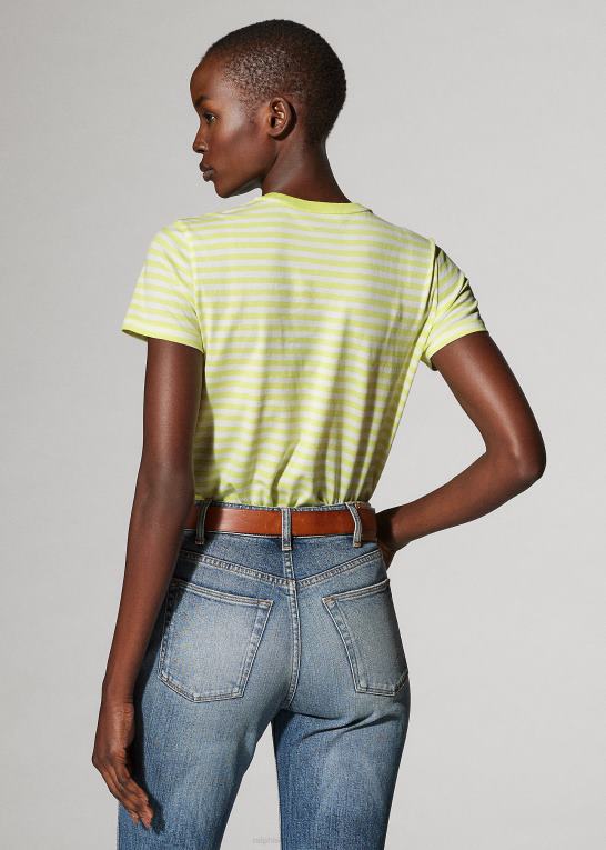citron/råhvid Kvinder Ralph Lauren stribet T-shirt med rund hals Z426B9127