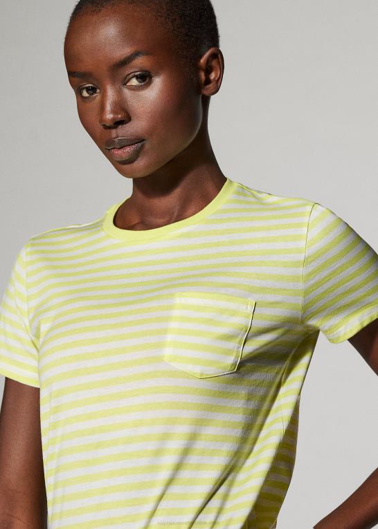 citron/råhvid Kvinder Ralph Lauren stribet T-shirt med rund hals Z426B9127