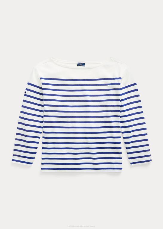 dækvask hvid/safir Kvinder Ralph Lauren stribet jersey-t-shirt med bådhals Z426B3162