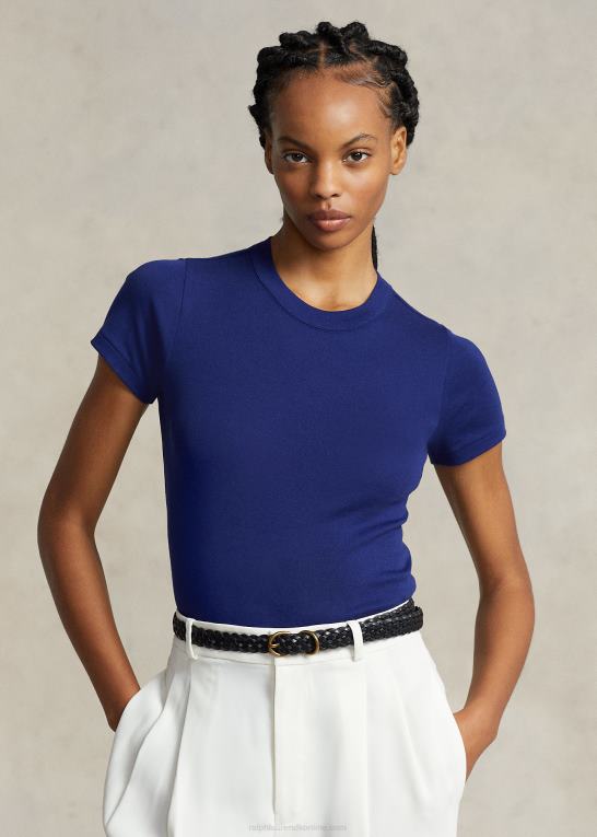 falde kongelig Kvinder Ralph Lauren ribstrikket bomuldst-shirt Z426B2877