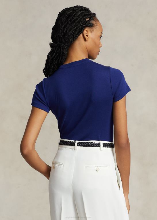 falde kongelig Kvinder Ralph Lauren ribstrikket bomuldst-shirt Z426B2877