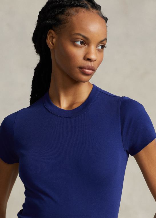 falde kongelig Kvinder Ralph Lauren ribstrikket bomuldst-shirt Z426B2877