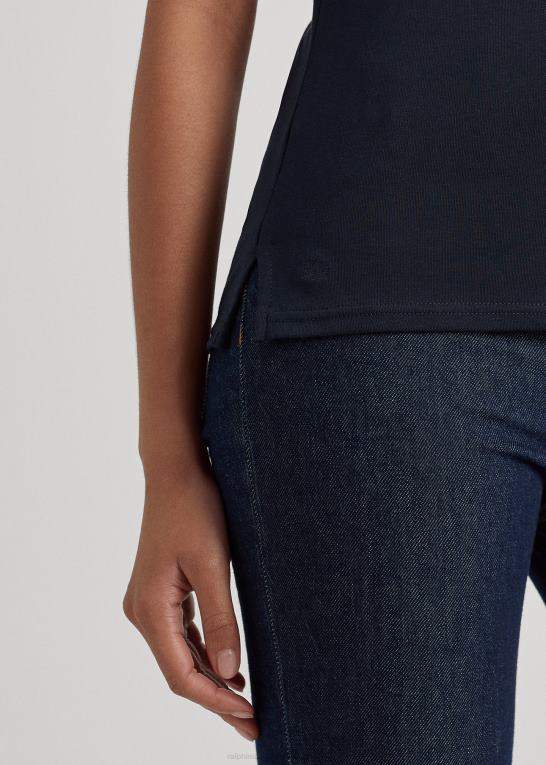 flåde Kvinder Ralph Lauren T-shirt med bådhals i stretch i bomuld Z426B3941