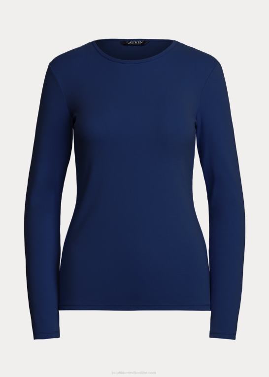 flåde Kvinder Ralph Lauren langærmet top i bomuldsblanding Z426B4240