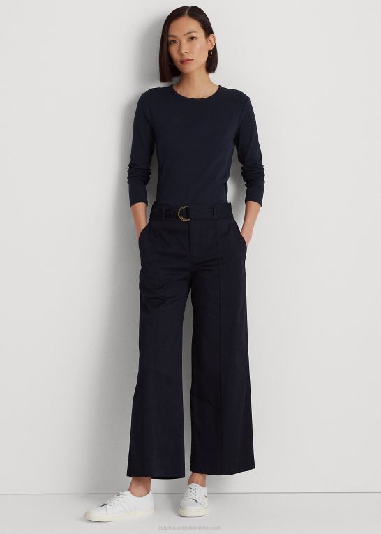 flåde Kvinder Ralph Lauren langærmet top i bomuldsblanding Z426B4240