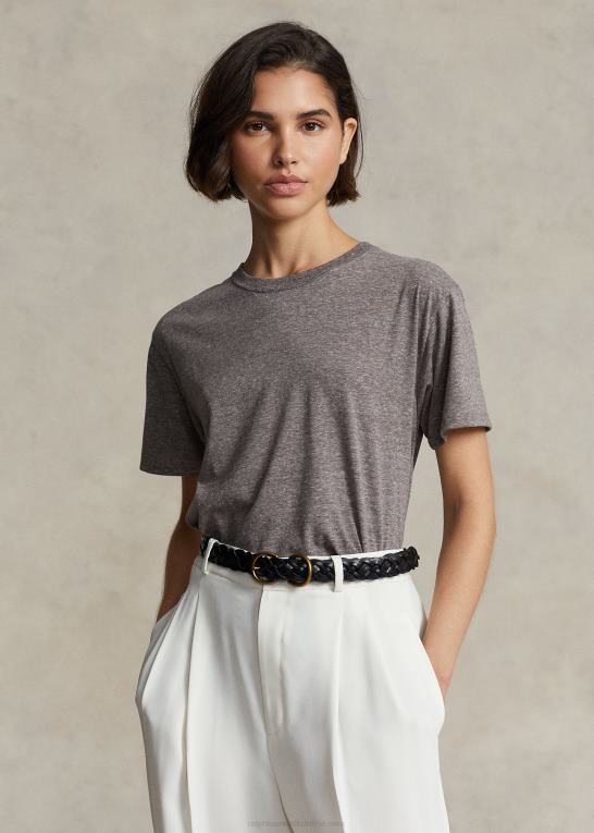 gråmeleret Kvinder Ralph Lauren T-shirt med rund hals i bomuldsblanding Z426B3194