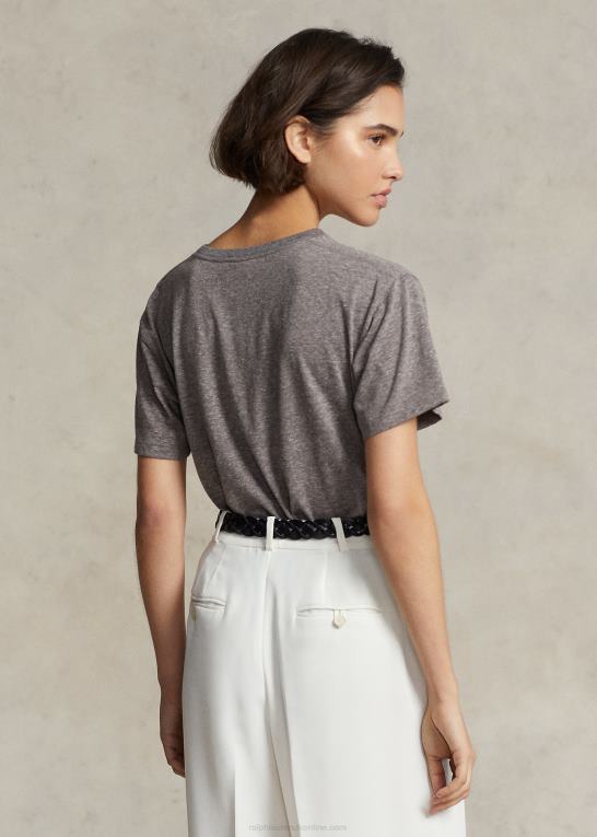 gråmeleret Kvinder Ralph Lauren T-shirt med rund hals i bomuldsblanding Z426B3194