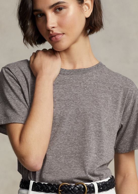 gråmeleret Kvinder Ralph Lauren T-shirt med rund hals i bomuldsblanding Z426B3194