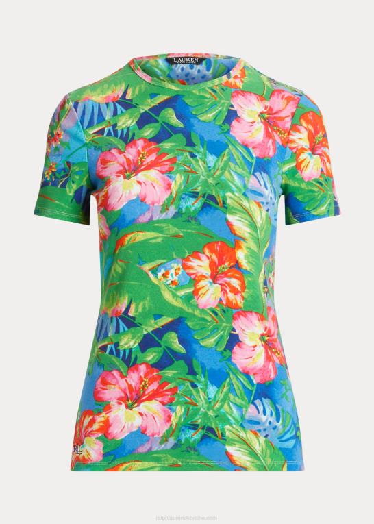 grøn/blå multi Kvinder Ralph Lauren blomstret t-shirt i bomuld Z426B3845