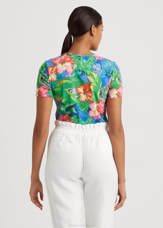 grøn/blå multi Kvinder Ralph Lauren blomstret t-shirt i bomuld Z426B3845