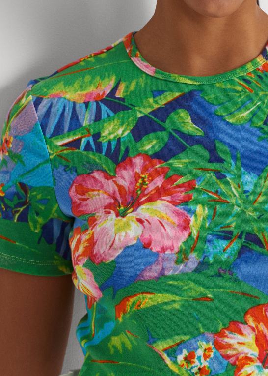 grøn/blå multi Kvinder Ralph Lauren blomstret t-shirt i bomuld Z426B3845