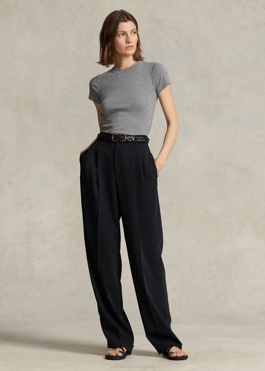 grangrøn lyng Kvinder Ralph Lauren ribstrikket bomuldst-shirt Z426B2880