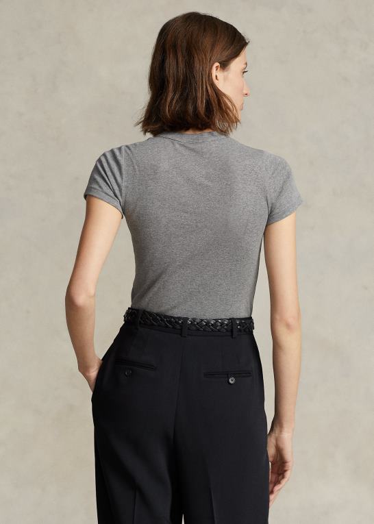 grangrøn lyng Kvinder Ralph Lauren ribstrikket bomuldst-shirt Z426B2880