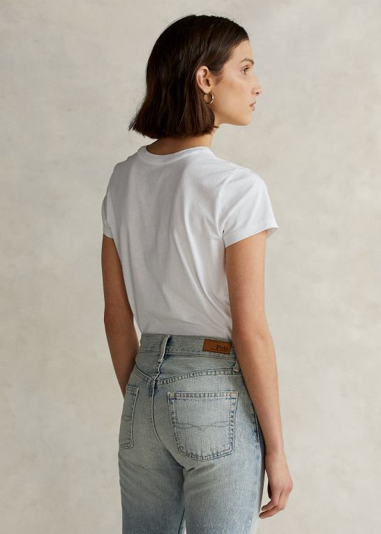 hvid Kvinder Ralph Lauren T-shirt med rund hals i bomuld Z426B4750