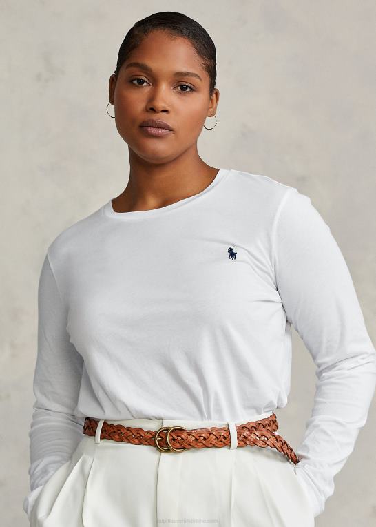 hvid Kvinder Ralph Lauren langærmet t-shirt i bomuldsjersey Z426B9494