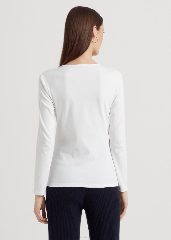 hvid Kvinder Ralph Lauren langærmet top i bomuldsblanding Z426B4241